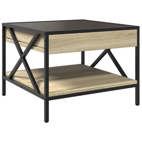 Sofabord med Infinity LED-lys 50x50x38 cm sonoma-eg