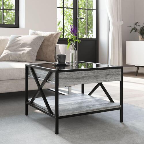 Sofabord med Infinity LED-lys 50x50x38 cm grå sonoma-eg