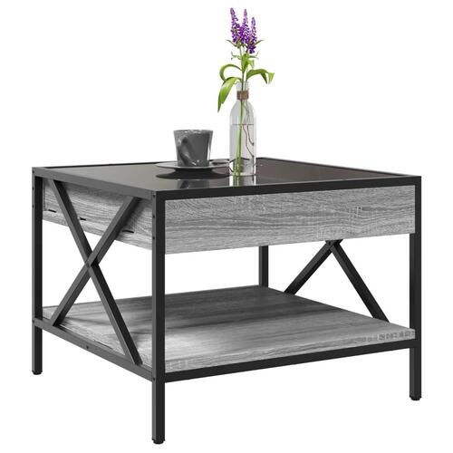 Sofabord med Infinity LED-lys 50x50x38 cm grå sonoma-eg