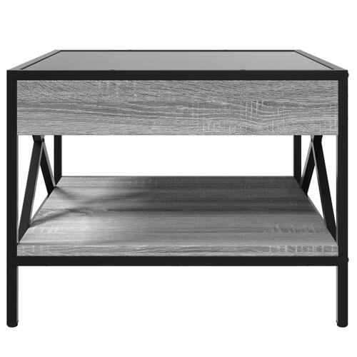 Sofabord med Infinity LED-lys 50x50x38 cm grå sonoma-eg