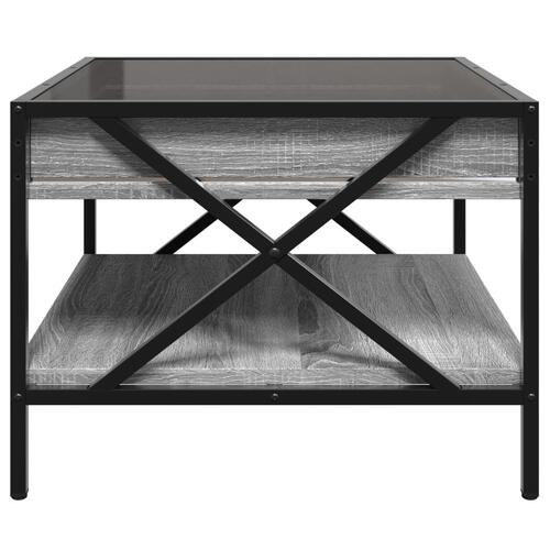 Sofabord med Infinity LED-lys 50x50x38 cm grå sonoma-eg