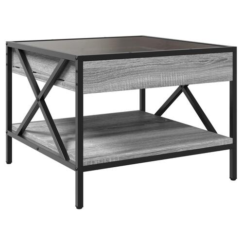 Sofabord med Infinity LED-lys 50x50x38 cm grå sonoma-eg