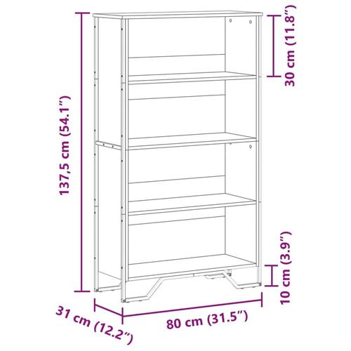 Bogreol 80x31x137,5 cm konstrueret træ røget egetræsfarve