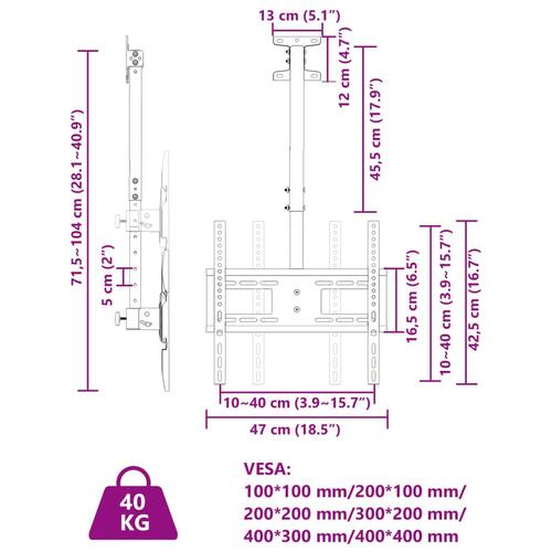 Tv-loftbeslag til 32-65" skærm maks. VESA 400x400 mm 40 kg