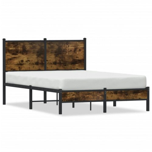 Sengeramme i metal uden madras 120 x 200 cm - røget egetræ
