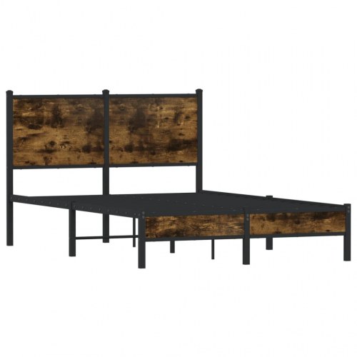Sengeramme i metal uden madras 120 x 200 cm - røget egetræ