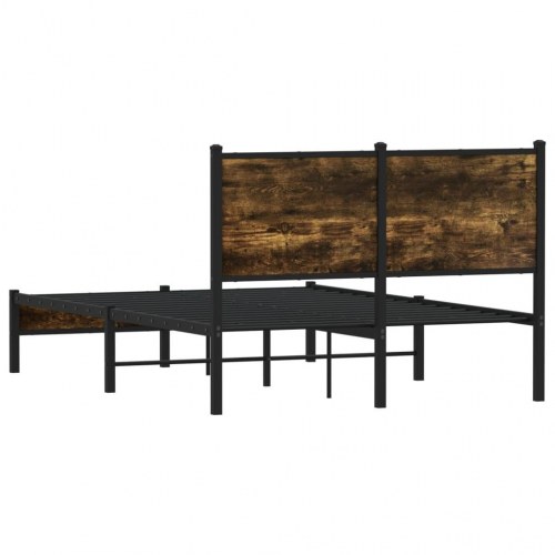 Sengeramme i metal uden madras 120 x 200 cm - røget egetræ