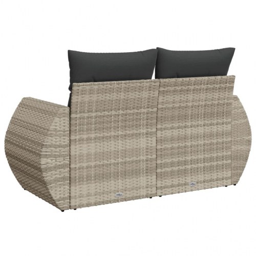 2-personers havesofa i polyrattan med opbevaring - lysegrå