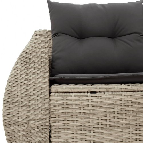 2-personers havesofa i polyrattan med opbevaring - lysegrå