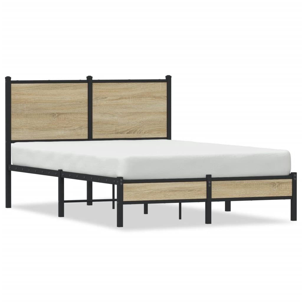 Sengeramme i metal med sengegavl 120x190 cm - sonoma-eg