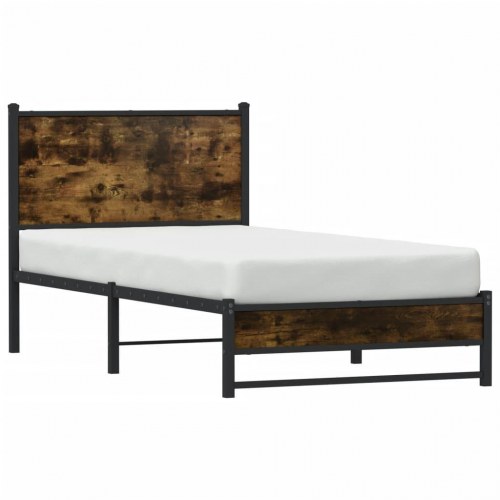 Sengeramme 90 x 200 cm i metal - røget egetræsfarve