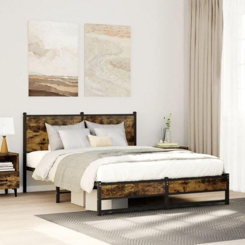 Sengeramme uden madras 137 x 190 cm - røget egetræ