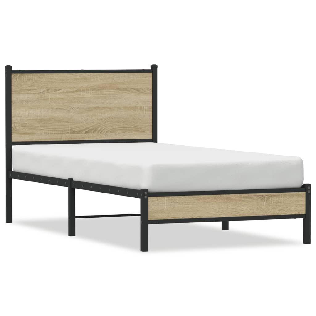 Sengeramme Med Sengegavl 80x200 Cm Metal Sonoma Eg