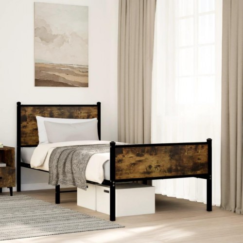 Sengeramme 80 x 200 cm i metal - røget egetræsfarve