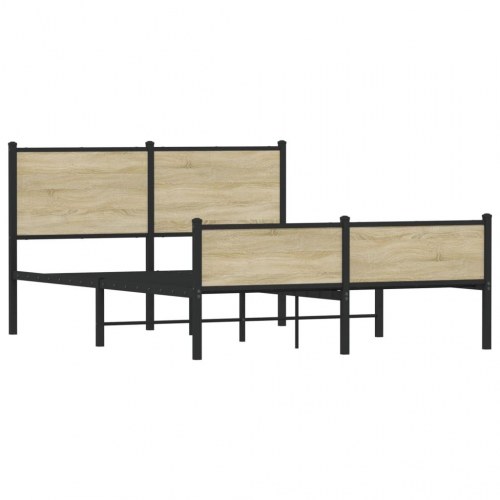 Sengeramme 140 x 190 cm i metal og sonoma-eg