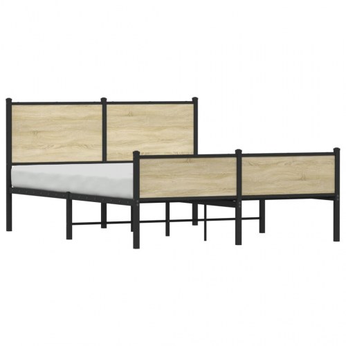 Sengeramme 140 x 190 cm i metal og sonoma-eg