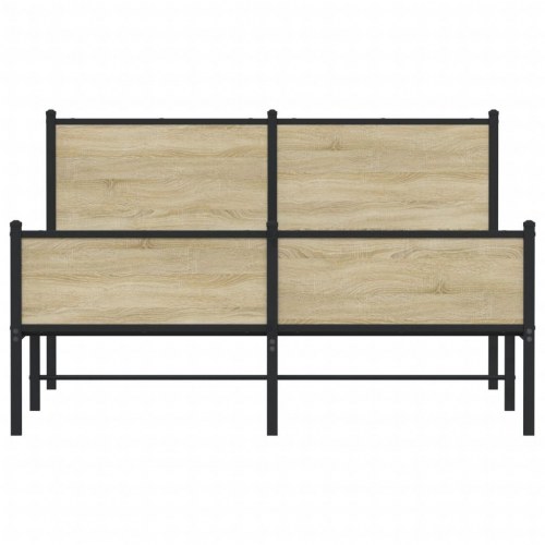 Sengeramme 140 x 190 cm i metal og sonoma-eg