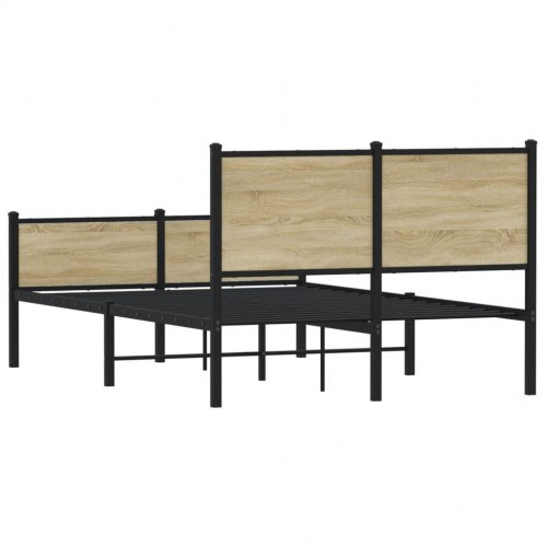 Sengeramme 140 x 190 cm i metal og sonoma-eg