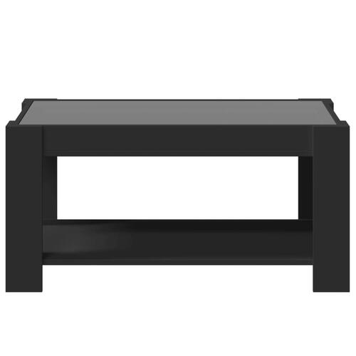 Sofabord med LED-lys 93x53x45 cm konstrueret træ sort