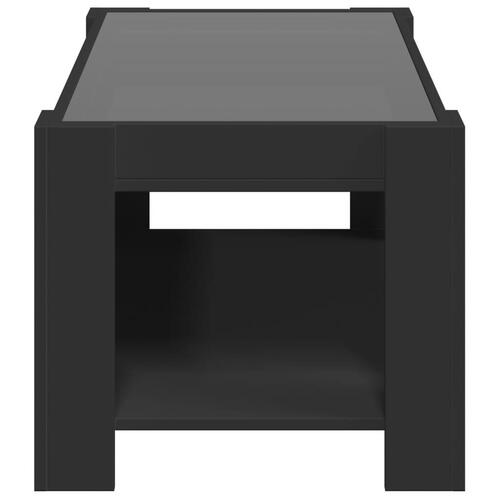 Sofabord med LED-lys 93x53x45 cm konstrueret træ sort