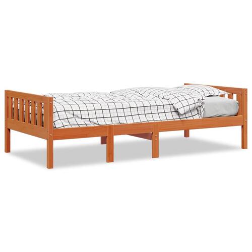Juniorseng uden madras 80x200 cm massivt fyrretræ gyldenbrun