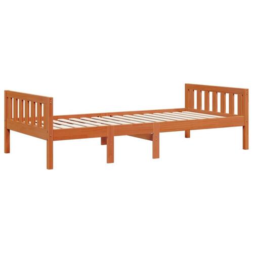 Juniorseng uden madras 80x200 cm massivt fyrretræ gyldenbrun