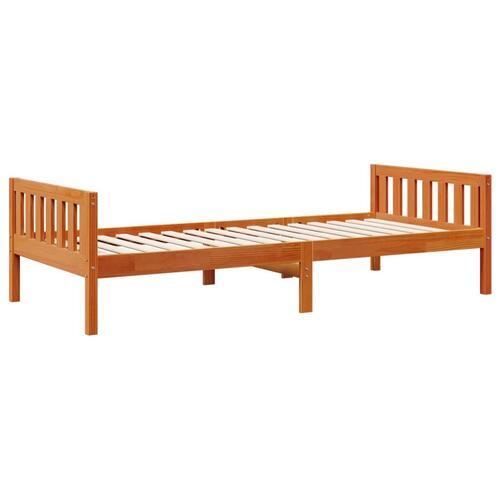 Juniorseng uden madras 80x200 cm massivt fyrretræ gyldenbrun