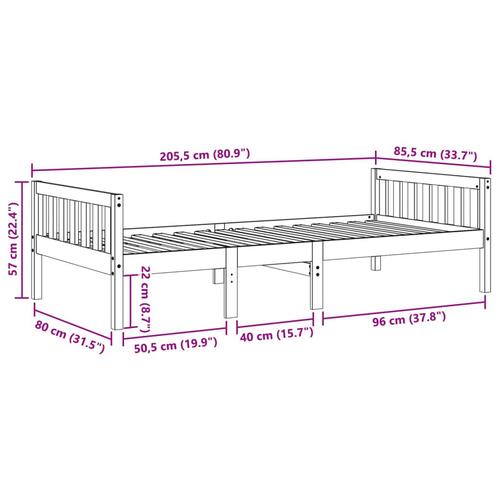 Juniorseng uden madras 80x200 cm massivt fyrretræ gyldenbrun