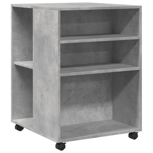 Sidebord med hjul 55x60x78 cm konstrueret træ betongrå