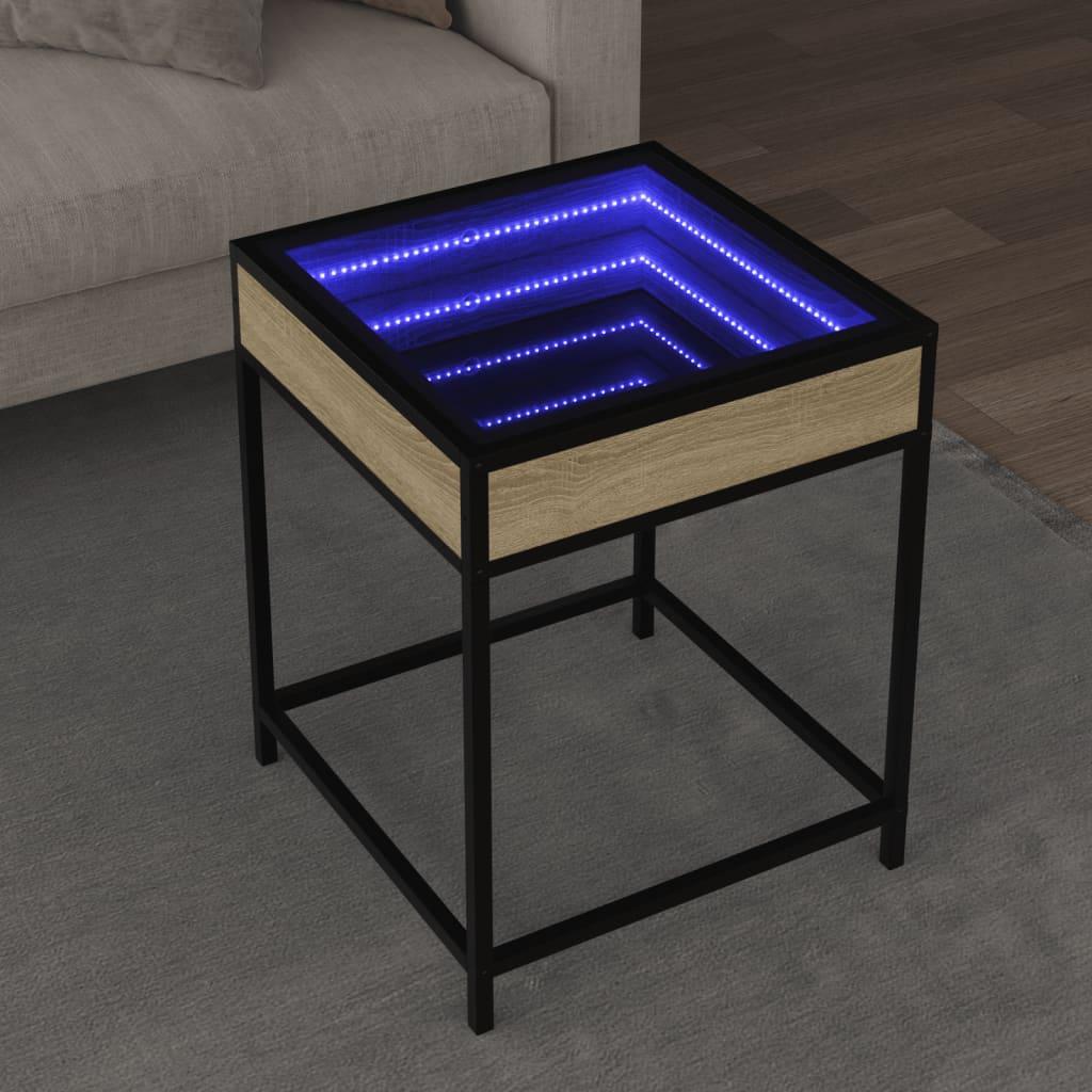 Sofabord Med Infinity Led-Lys - Sonoma-eg / 40 x 40 x 51 cm