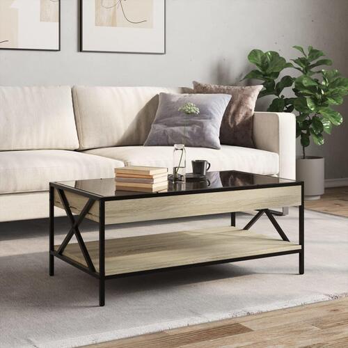 Sofabord med Infinity LED-lys 90x50x38 cm sonoma-eg