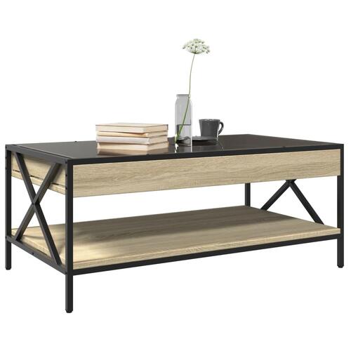 Sofabord med Infinity LED-lys 90x50x38 cm sonoma-eg