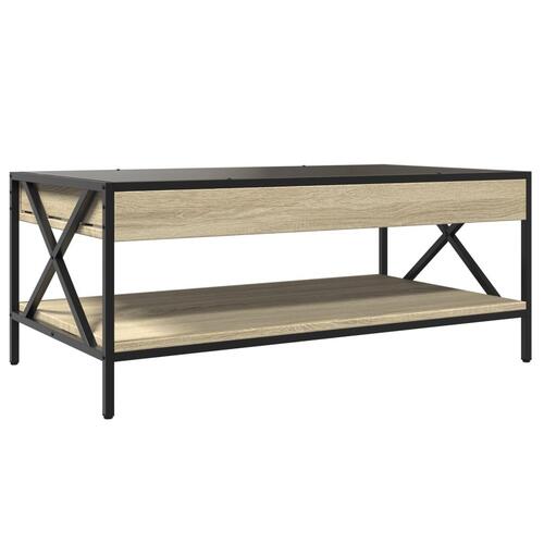 Sofabord med Infinity LED-lys 90x50x38 cm sonoma-eg