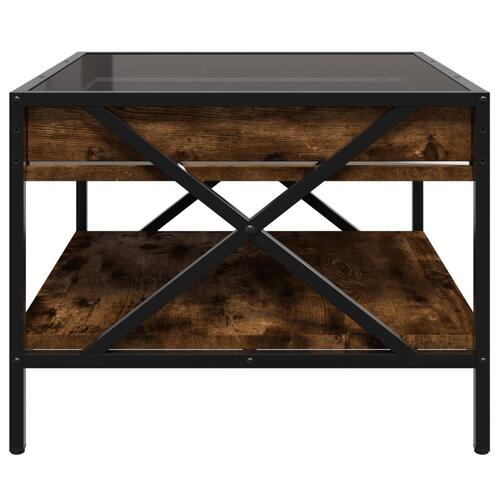 Sofabord med Infinity LED-lys 50x50x38 cm røget egetræsfarve