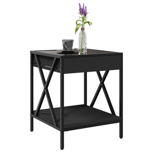 Sofabord med Infinity LED-lys 40x40x49 cm sort