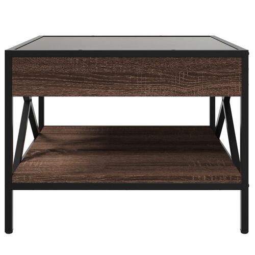 Sofabord med Infinity LED-lys 50x50x38 cm brun egetræsfarve