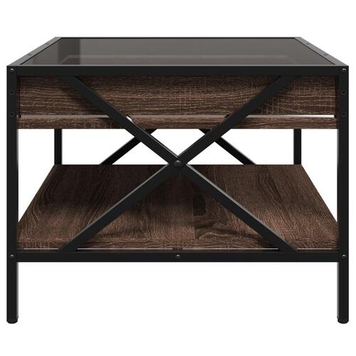 Sofabord med Infinity LED-lys 50x50x38 cm brun egetræsfarve