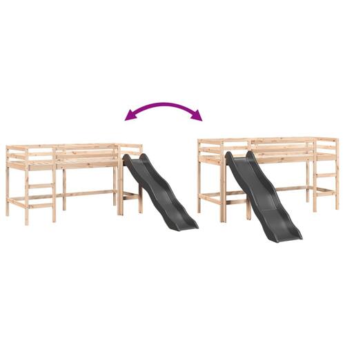 Højseng uden madras 80x200 cm massivt fyrretræ