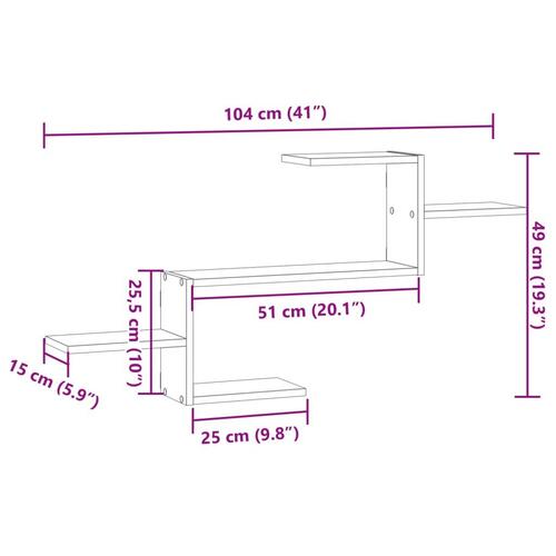 Væghængt 104x15x49 cm konstrueret træ egetræsfarve
