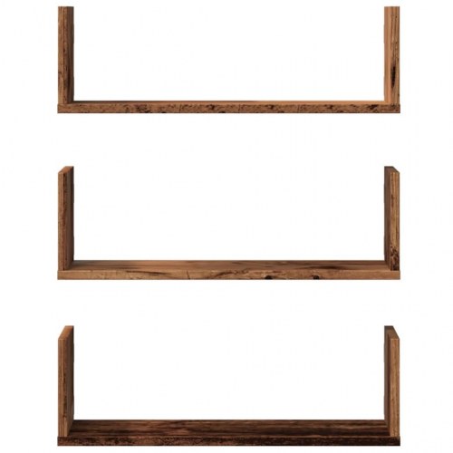 Væghylder 3 stk. 58×18×18 cm i konstrueret træ - gammelt træ-look