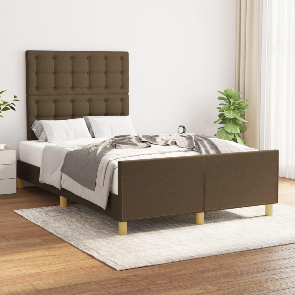 Sengeramme Uden Madras Stof Mørkebrun - knapper / 120 x 200 cm