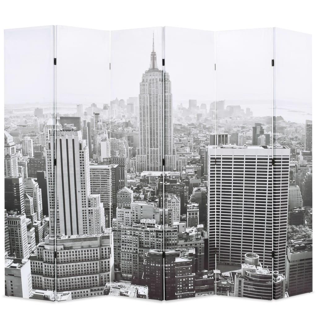 Foldbar rumdeler 228 x 170 cm New York by Day sort og hvid billede