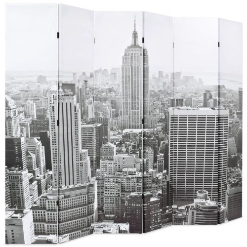 Foldbar rumdeler 228 x 170 cm - New York by Day, sort/hvid