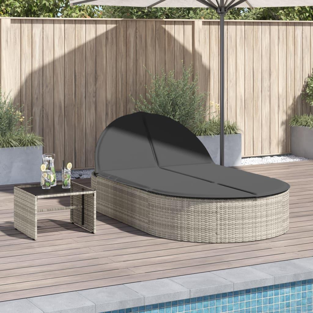 Solseng Med Hynder Polyrattan Lysegrå