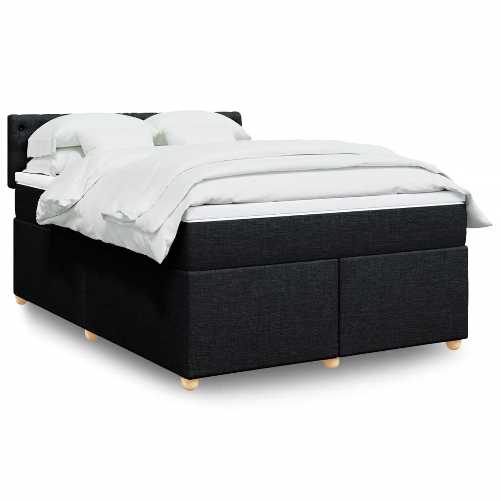 Kontinentalseng Med Madras Stof Sort - Med pynteknapper / 140 x 200 cm