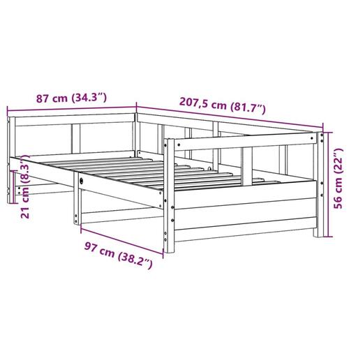 Daybed uden madras 80x200 cm massivt fyrretræ hvid