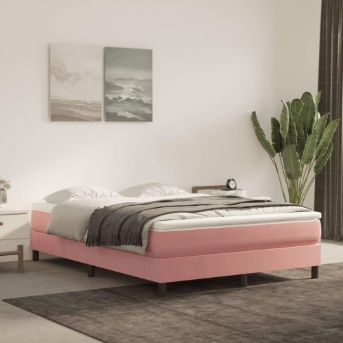 Springmadras med pocketfjedre - medium 140×210×20 cm, fløjl lyserød