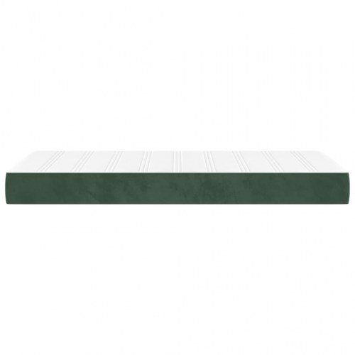 Springmadras med pocketfjedre - medium 90×220×20 cm, fløjl mørkegrøn
