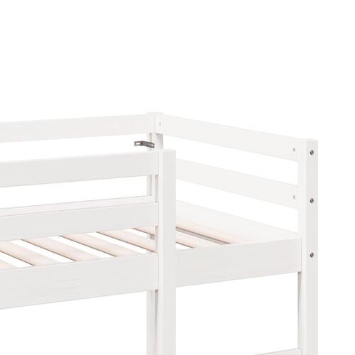 Højseng uden madras 75x190 cm massivt fyrretræ hvid