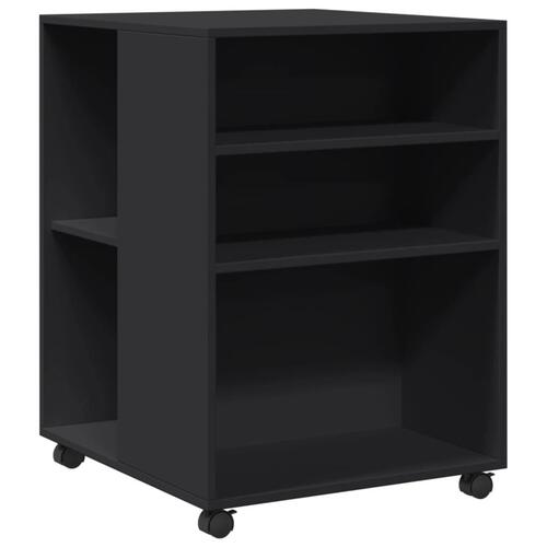 Sidebord med hjul 55x60x78 cm konstrueret træ sort
